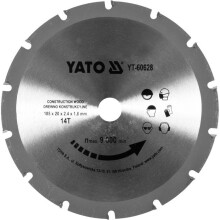 Karbidi-sahalevy - TRIZERATOP - 185x20mm 14T - Puu nauloilla - Volframikarbidi - 9000 rpm
