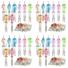 48 Pack Wind Chime Kit Spring for Kids Wooden Arts and Crafts for Girls Boys Make Your Own Fish Wind Chime