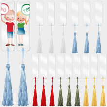 45 PCS Rectangle Acrylic Bookmark Blank Clear DIY Unfinished Book Markers with Colorful Tassels Ornaments Crafts Decors