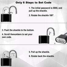 4pcs Combination Lock, 4-Digit Heavy Duty Combo Lock, Combination Padlock Outdoor Waterproof Gate Locks for Fence