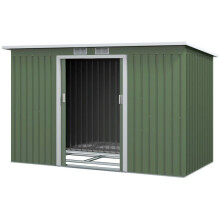 Abri de jardin - HELLOSHOP26 - 280 x 130 x 172 cm - Acier galvanisé - Portes coulissantes - Grand ventilé
