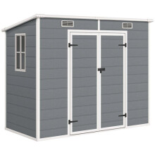 Abrigo de jardim - HELLOSHOP26 - 238 x 125 x 165/183 cm - Impermeável - Portas com fechadura - Piso isolante