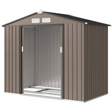 Abri de jardin - HELLOSHOP26 - 213 x 130 x 185 cm - Porte coulissante - Ventilation intégrée - Acier galvanisé