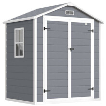 Abris de jardin - HELLOSHOP26 - Abri cabanon 183 x 134 x 210 cm - Gris - Résine & aluminium - Toit à pignon