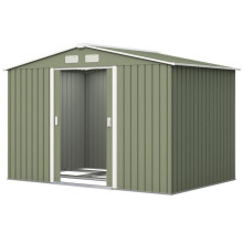 Abris de jardin - HELLOSHOP26 - 277 x 195 x 192 cm - Porte coulissante - 4 ouvertures de ventilation - Acier galvanisé