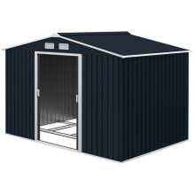 Abris de jardin - HELLOSHOP26 - 277 x 195 x 192 cm - Acier galvanisé - Porte coulissante ventilée - Kit de fondation inclus