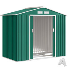 Abri de jardin - HELLOSHOP26 - 213 x 130 x 185 cm - Double porte verrouillable - Toit incliné - Kit de fondation inclus