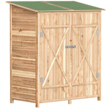 Abri de jardin - HELLOSHOP26 - 140 x 75 x 157 cm - Sapin lasuré - Toit asphalte imperméable - Gain de place