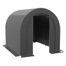 Abris de jardin - HELLOSHOP26 - 239 x 180 x 190 cm - Porte zippée 98x168 cm - Cadre métallique galvanisé - Bâche PE gris foncé