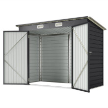 Abri de jardin - HELLOSHOP26 - 249 x 121 x 183 cm - Portes doubles verrouillables - Ventilation design - Acier galvanisé