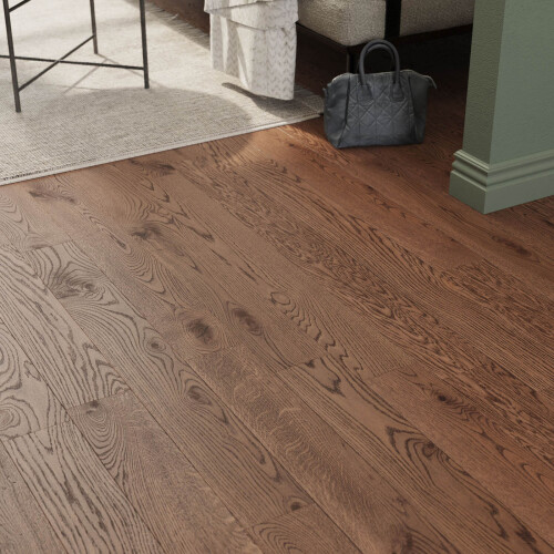 Rustic Brown Oak Flooring Engineered Real Wood Top Layer Bevelled Edges 1.35m² 2