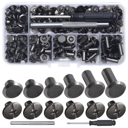 Chicago Screw Leather Rivets Assorted Screw Rivets M5 Chicago Binding Screws for Decorating PU  Belts(330PCS) B 1