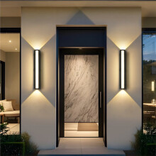 Apliques de Pared LED Modernos, Impermeables, para Exteriores, con Tira Larga, IP65, de Aluminio, para Jardín, Luz Blanca Cálida