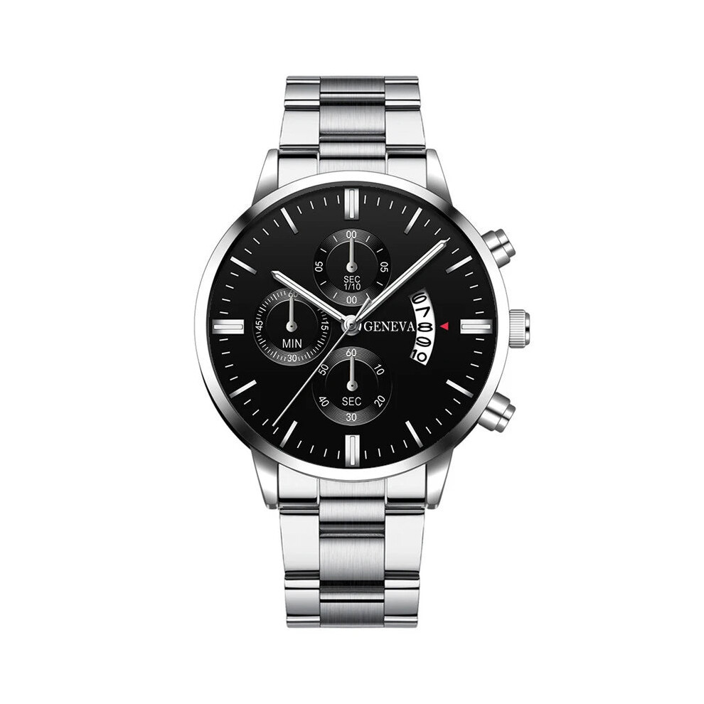 Photos - Wrist Watch  Fashion Mens Stainless Steel Luxury Calendar Quartz Watch(Style 3)
