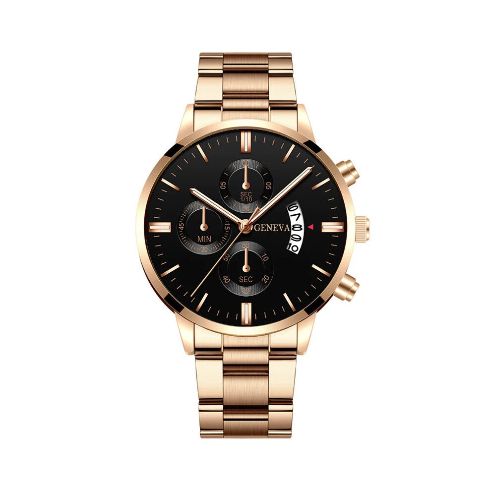 Photos - Wrist Watch  Fashion Mens Stainless Steel Luxury Calendar Quartz Watch(Style 8)
