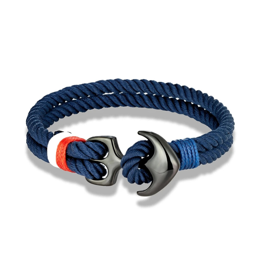 Photos - Bracelet  Mens Anchor  Double strand Nautical Surfer Waterproof Rope (23cm, Darkblue)