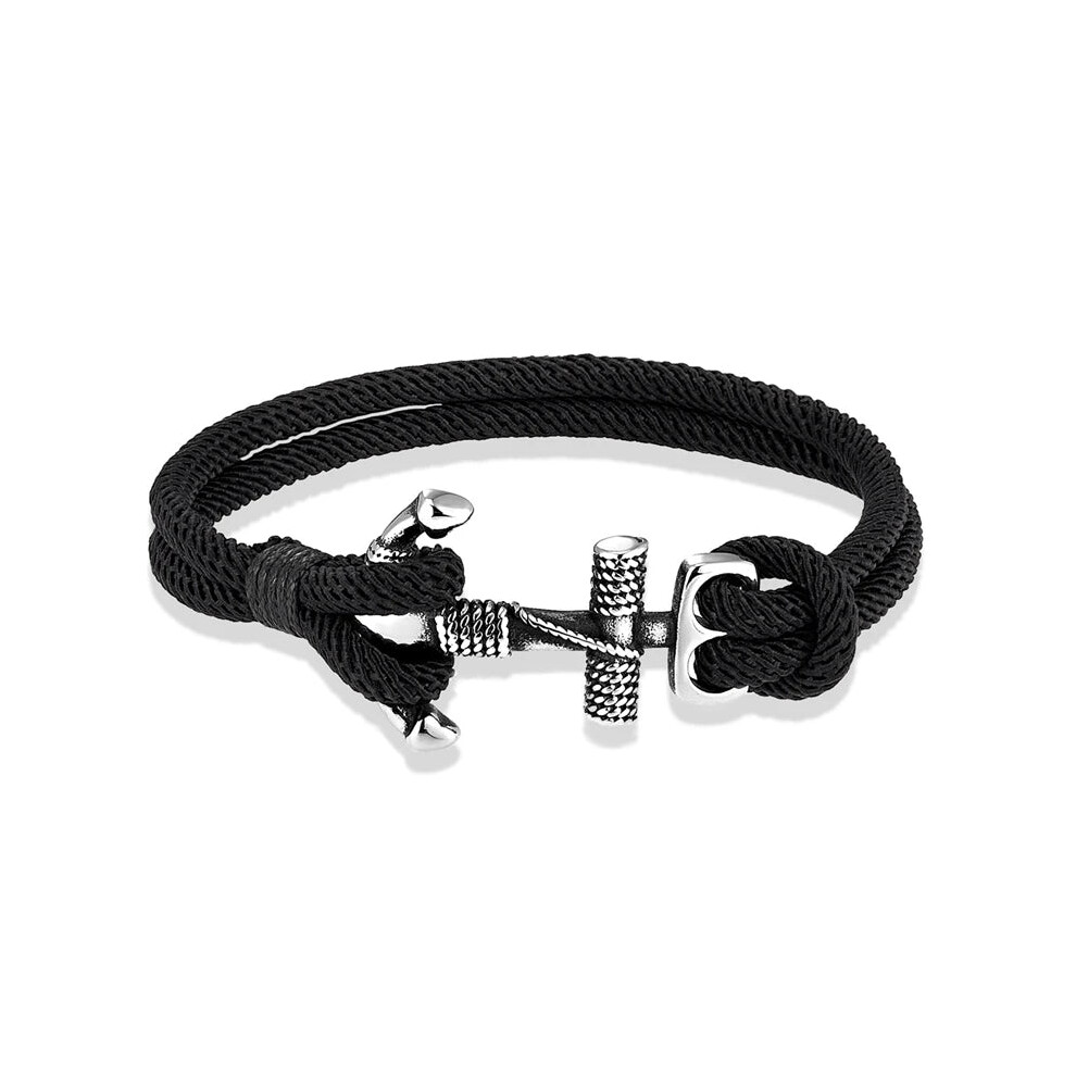 Photos - Bracelet  Mens Anchor  Double Strand Nautical Survival Rope Bracelet(21cm, SCM1765)