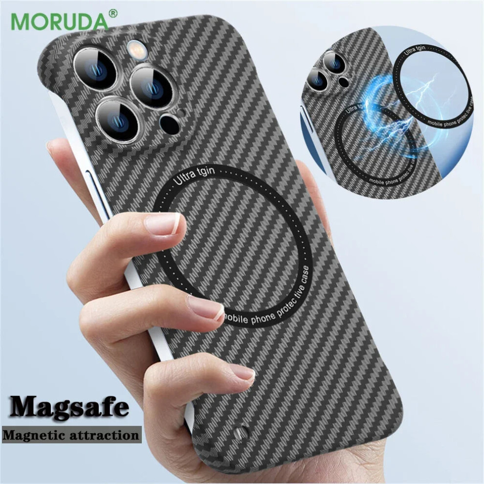 Photos - Case  Ultra Thin Carbon Fiber Magnetic Phone  for iPhone 16 15 14 13 12 11 Magsafe(Red, 16ProMax)