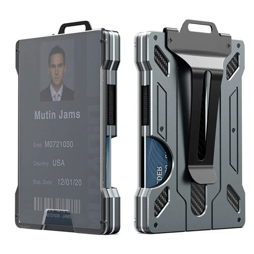 (grey) Mens Wallet Card Holder Aluminum