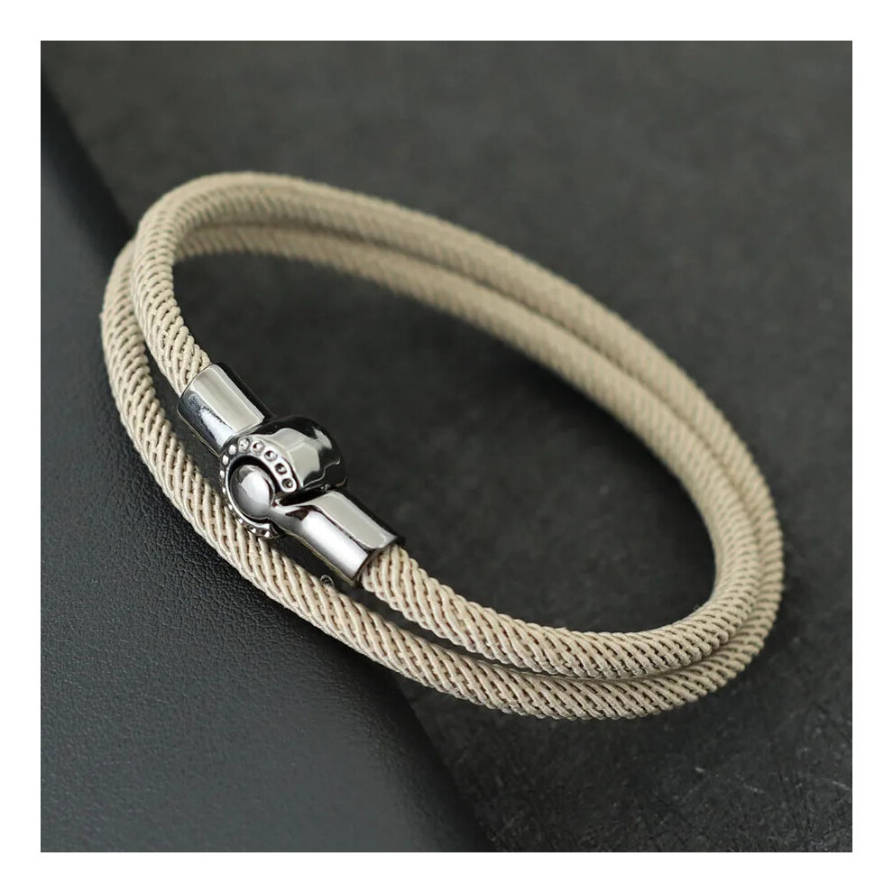 Photos - Bracelet  Mens Rope  Magnet Buckle Double Layer Cord Nautical s(S 17.5cm 6.9Inch, Navy)