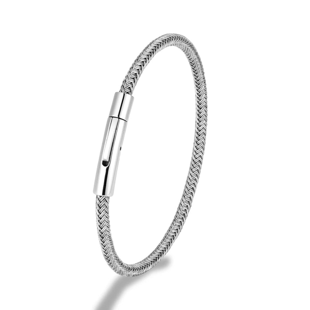 Photos - Bracelet  Punk Simple Style Mens Non Fading Steel Wire Rope (21cm, 4mmBlack)