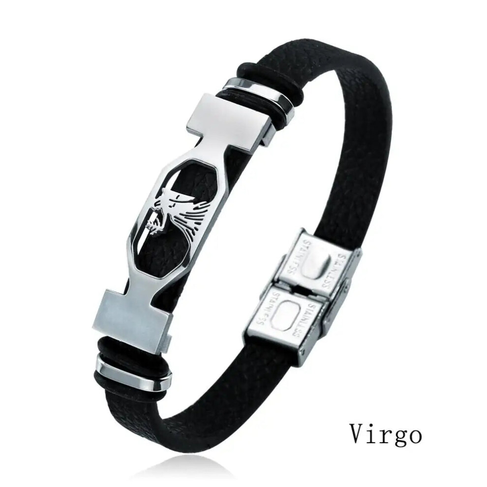 Photos - Bracelet  12 Constellation Men Women Zodiac Sign Leather Wrap (leo)