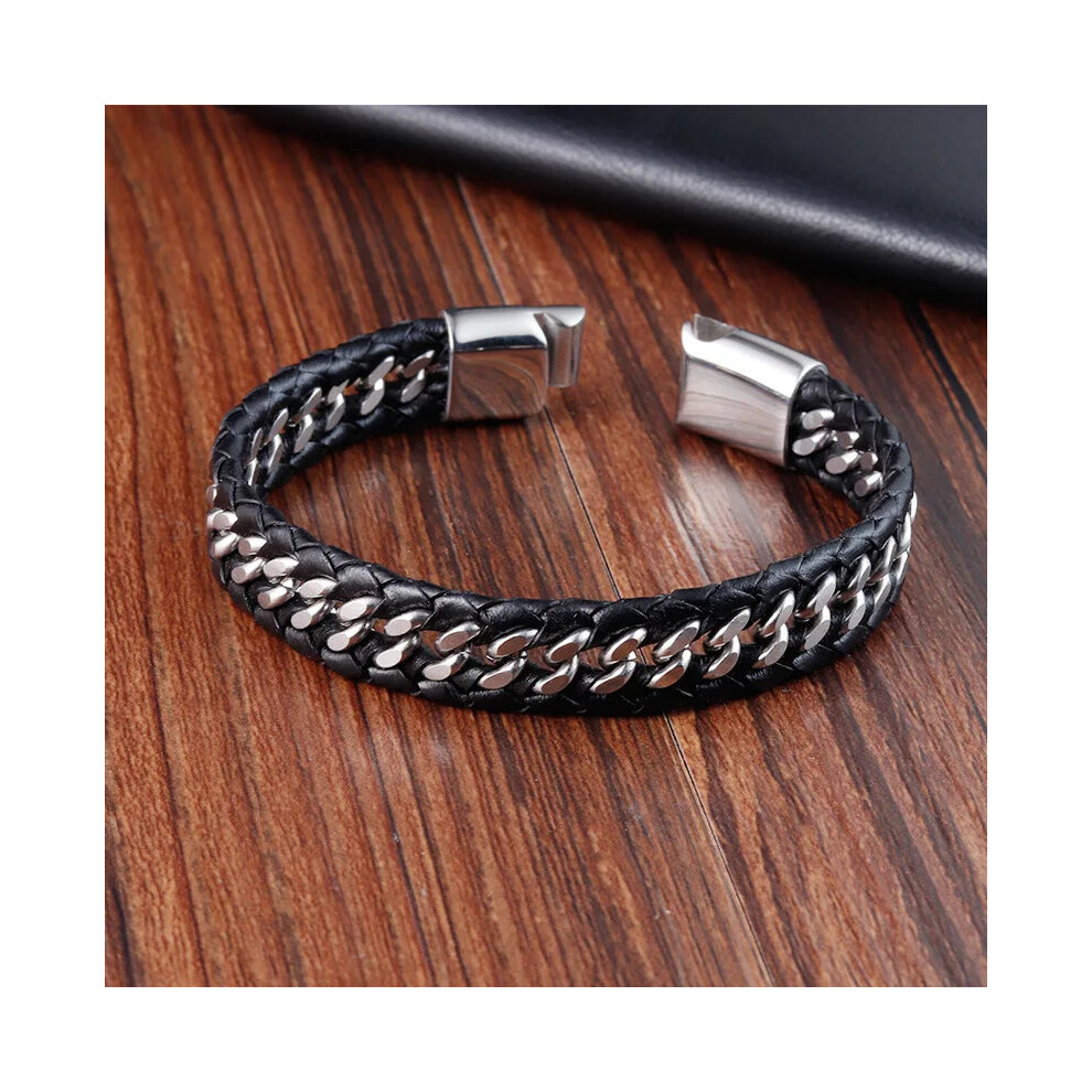 Photos - Bracelet Leather Infinity Shape Mens s(19cm, color 2)