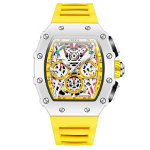 (white yellow) Fashion Casual Multifunctional Waterproof Mens Quartz Watch