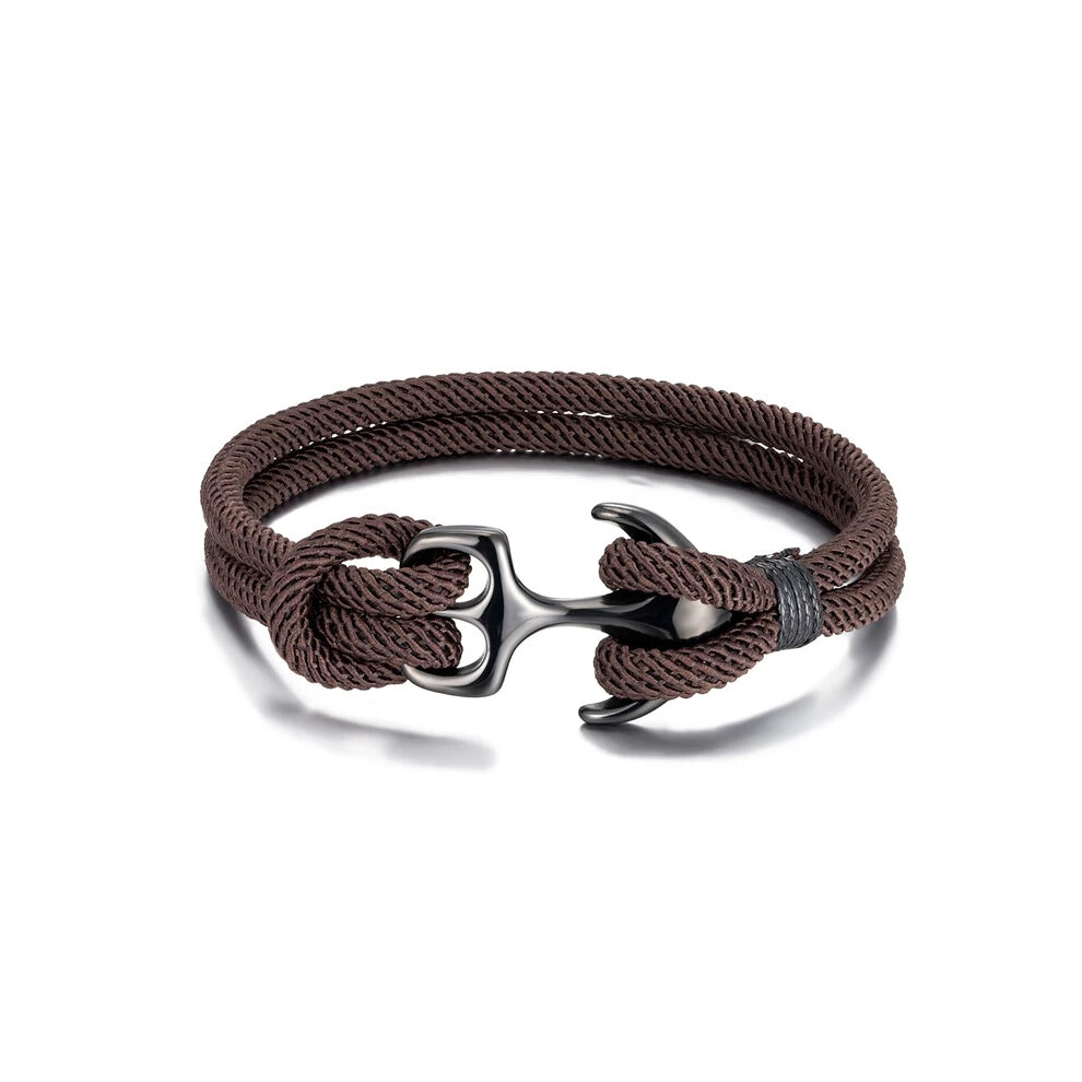 Photos - Bracelet Unisex Anchor Nautical Survival Rope Paracord Bracelet(19cm, Coffee)