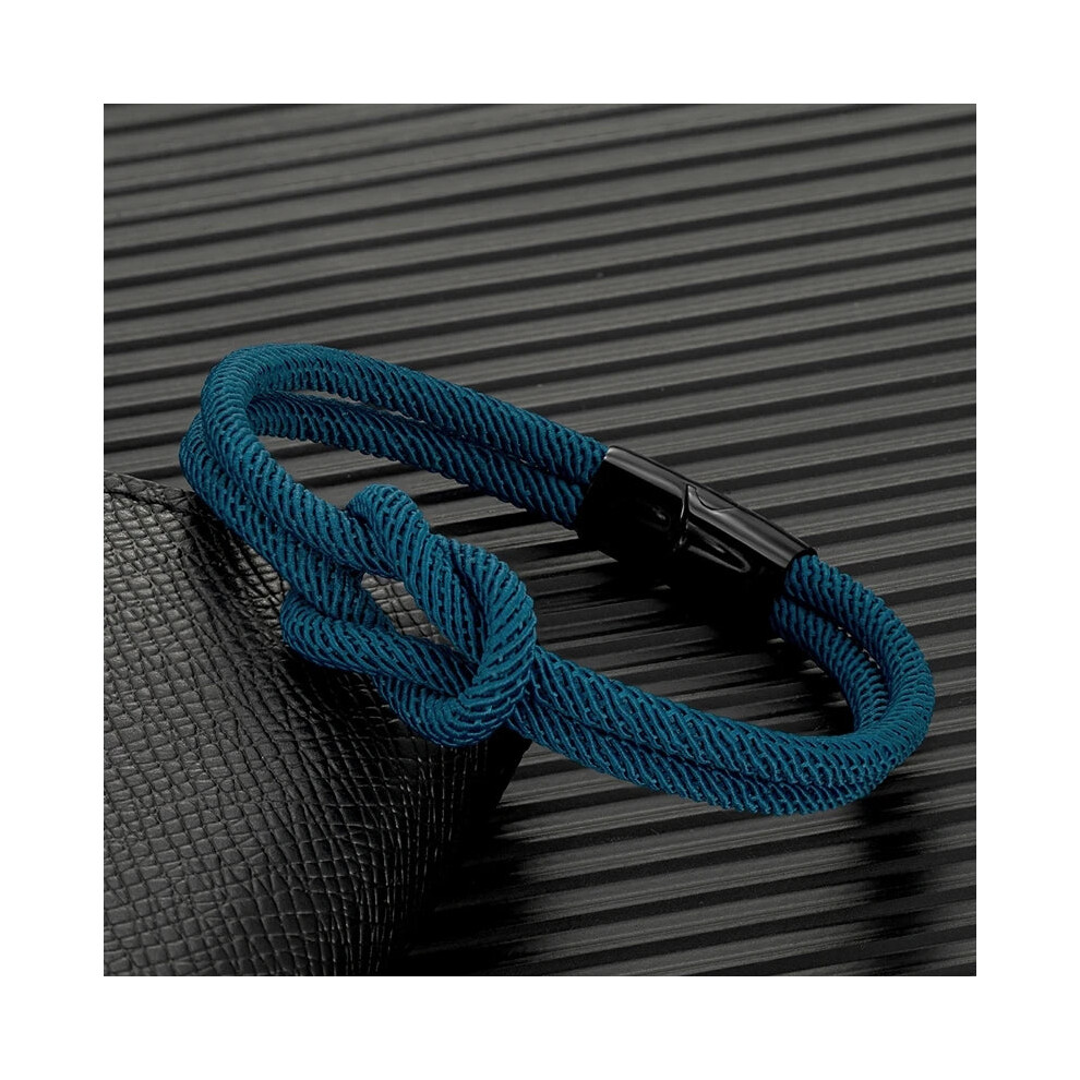 Photos - Bracelet  Unisex Double Layer Knotted Rope (23cm, Hole Blue)