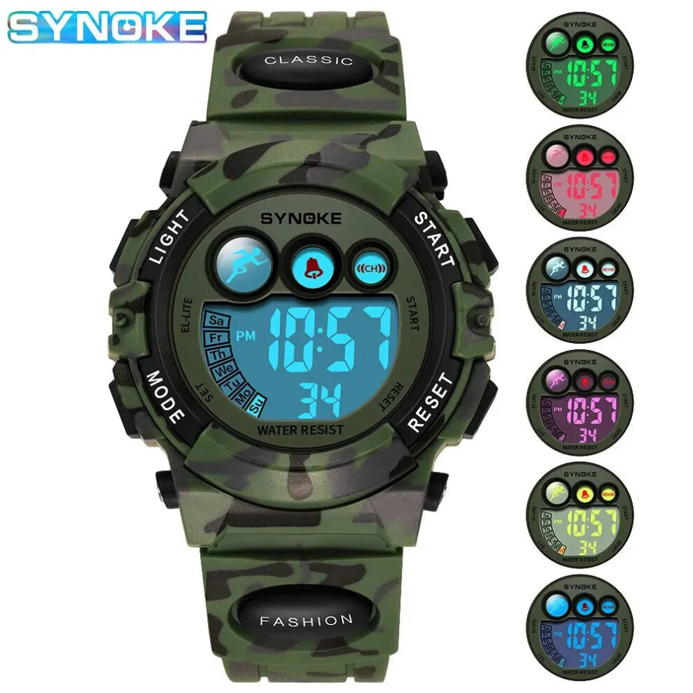 Photos - Wrist Watch  Student Sports Kids 50M Waterproof Children Digital Watch(Camouflage green)
