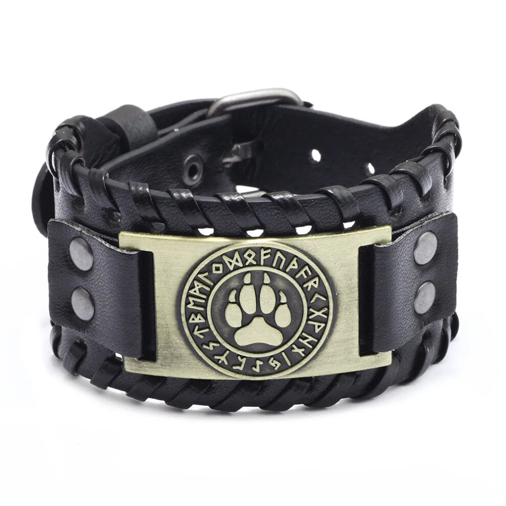 Photos - Bracelet  Retro Wide Leather Pirate Compass Mens  Celtic Viking Jewelry(A 10)