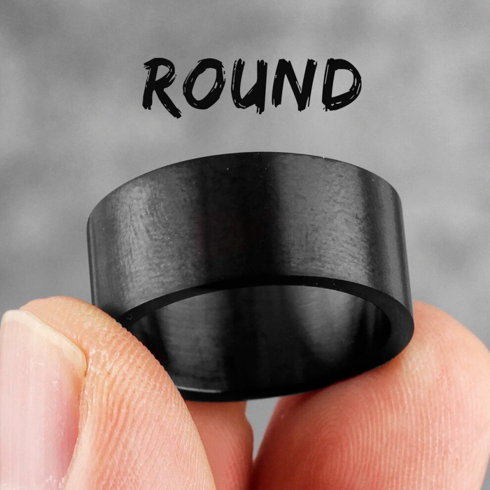 Photos - Ring  Simple Vintage Stainless Steel Mens Womens  Charm Trendy(R676 Black, 10)