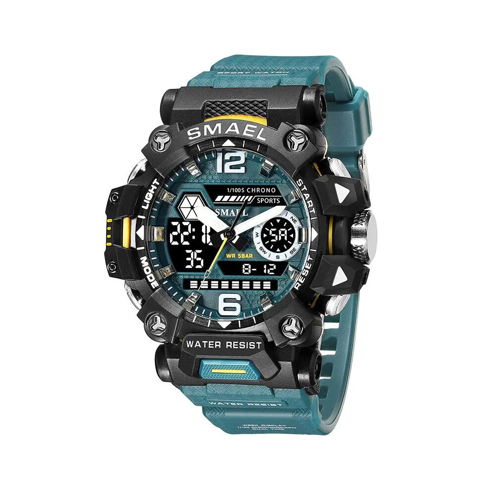 Photos - Wrist Watch Smael  Mens Quartz Led Digital 50m Waterproof Sports Military Watch (BLUEGREEN)