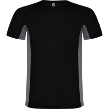 (16 Years, Solid Black/Dark Lead) Roly Childrens/Kids Shanghai Short-Sleeved Sports T-Shirt