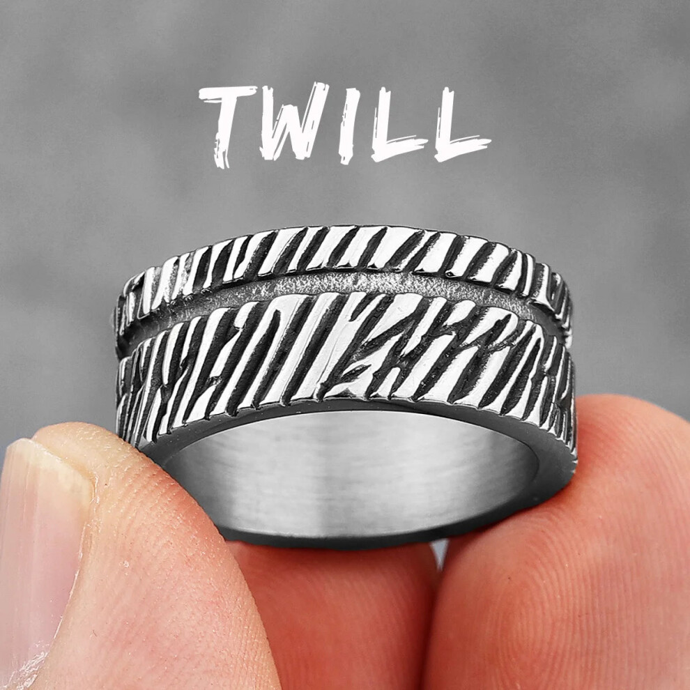 Photos - Ring  Simple Vintage Stainless Steel Mens Womens  Charm Trendy(R676 Twill Silver, 11)
