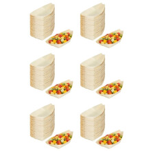 300X Finger Food - Bowls, "Boat" Biodegradable Wood 11 cm x 6.5 cm
