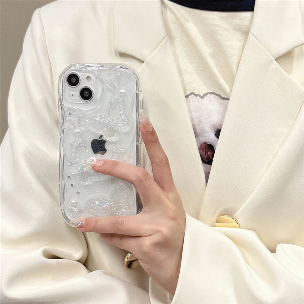 Photos - Case  3D Butterfly Crystal Bling Glitter Clear  For iPhone 15 14 13 12 11(Butterfly, For iPhone 13)