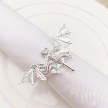 Halloween Bat Napkin Rings Set, Metal Alloy Holder for Dinner Table, 6 Pcs