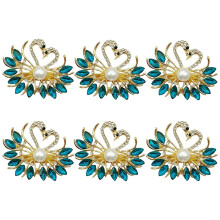 Valentine's Day Gift  Napkin Ring 6 Piece Set, Exquisite Swan Napkin Ring with  Rhinestones,Tabletop Decoration