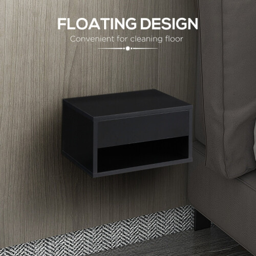 2 Pieces Bedside Table Wall Mounted Nightstand