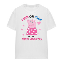 (M, White) Peppa Pig Womens/Ladies Pink Or Blue Aunty Pig Loves You T-Shirt