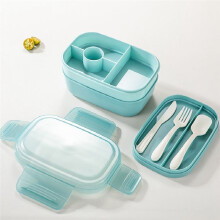 Lancheira Bento EmpilháVel para Adulto Com 3 Camadas à Prova de Vazamentos All-In-1 Lancheira Bento Com Recipientes para Molho de UtensíLio