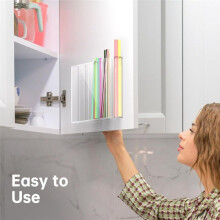 Acrylic Straw Holder for Cabinet, Straws Storage Container for Cupboard with Double Sided Adhesive,Straws Dispenser