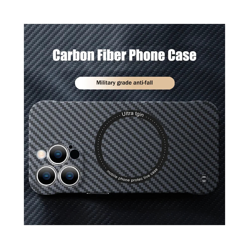 Photos - Case Ultra Thin Carbon Fiber Magnetic Phone for iPhone 16 15 14 13 12 11 Magsafe(Green, 15Plus)