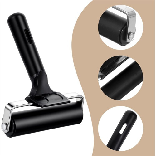 6 Pcs Brayer Roller,Black Printmaking Roller Handle Comfortable Painting Rollers for Printing,Painting,Printmaking
