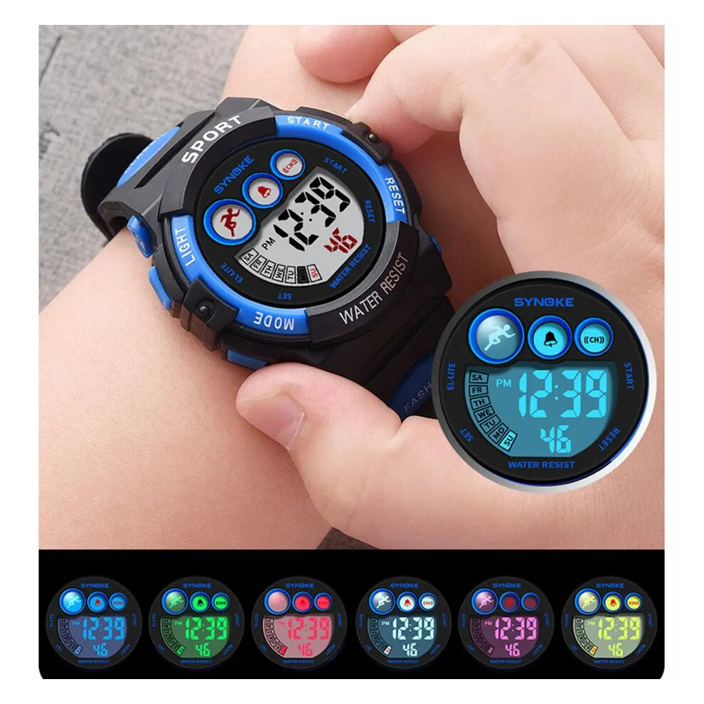Photos - Wrist Watch  SYNOKE Sport Watch For Kids Colorful 50M Waterproof(Black)
