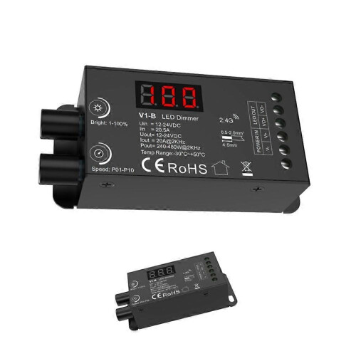 Dual Knob Constant Voltage LED Dmmer 1CHx20A Wireless Remote Control Numeric Display CV Controller V1-B 2
