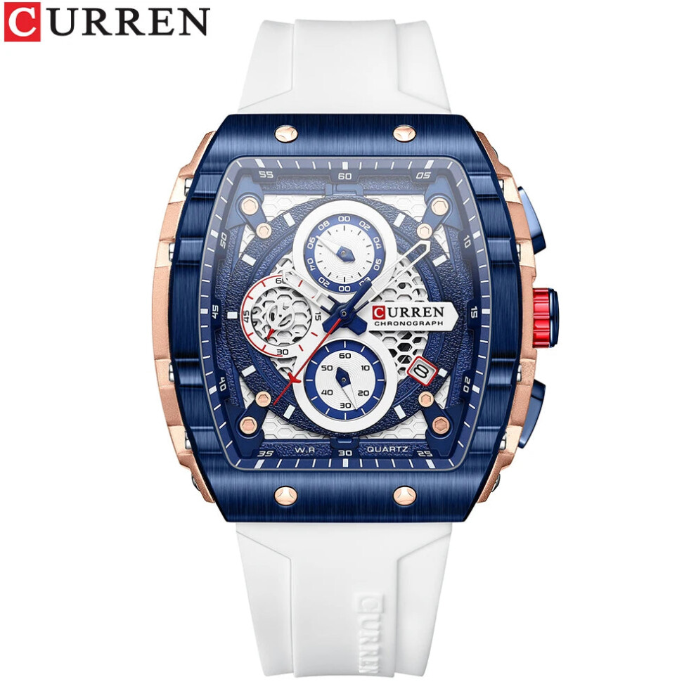 Photos - Wrist Watch Curren  Mens Quartz Watch Waterproof Luminous Chronograph Wristwatch (blue white)