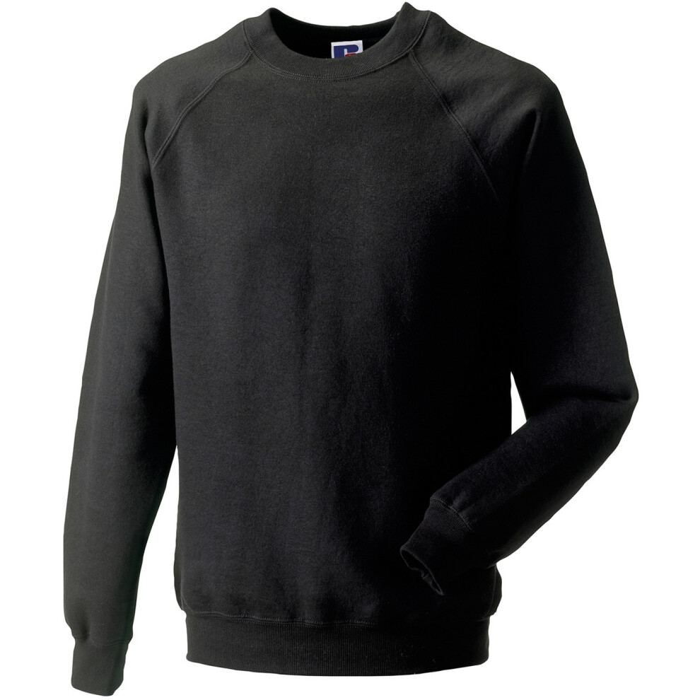 Russell (M, Black) Mens Spotshield Raglan Sweatshirt